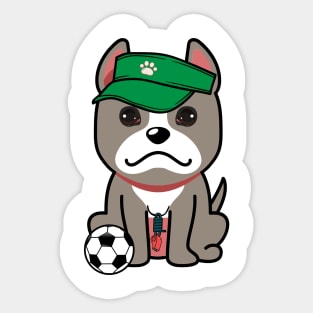 Funny grey dog is a soccer coach Sticker